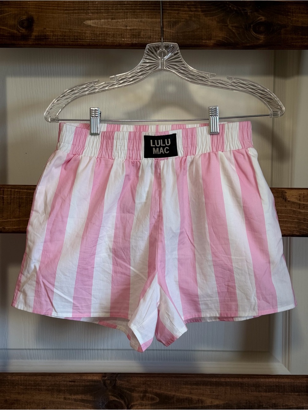 LULU MAC Pink & White Stripe Shorts
